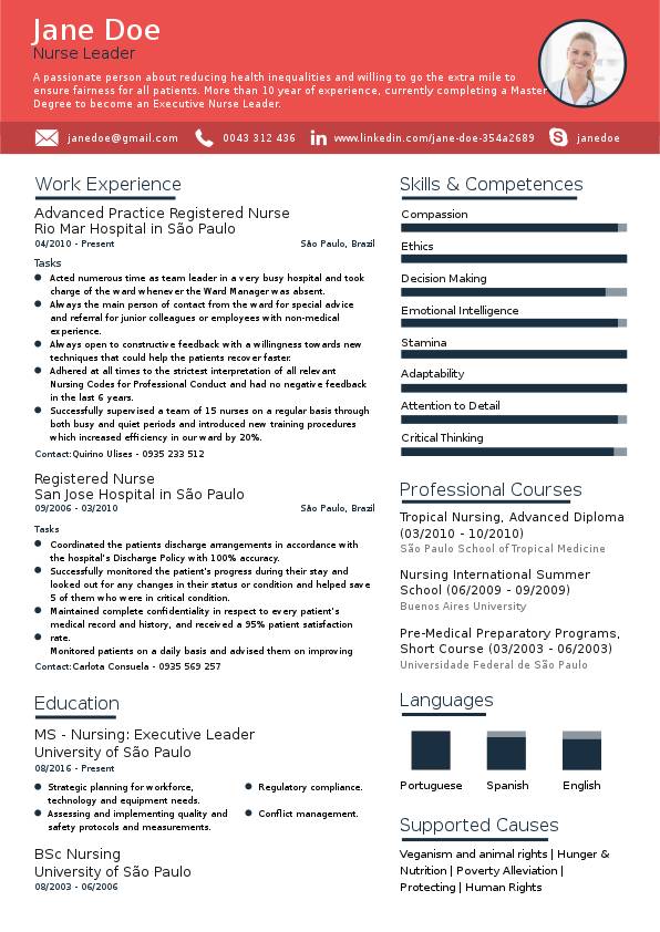 Nurse Leader Résumé Example